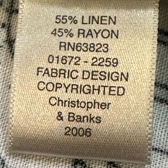 Christopher & Banks Black & White Beach Print Button Up Linen Blend Resort Wear - Picture 5 of 6